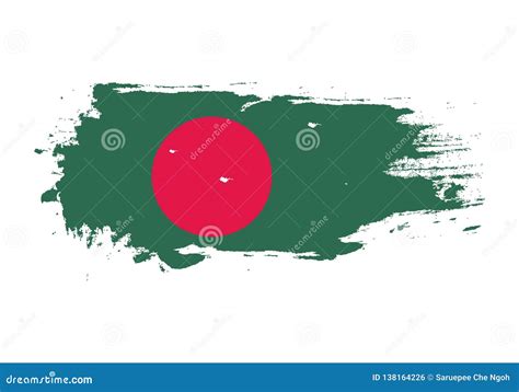 Grunge Brush Stroke With Bangladesh National Flag Watercolor Painting