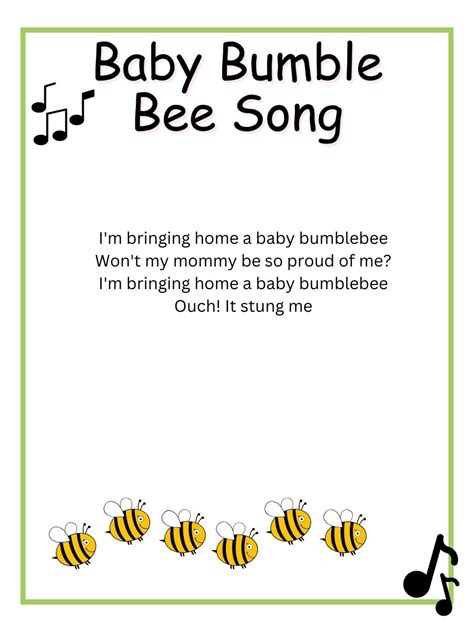 Baby Bumble Bee Song [Lyrics and Printable] - Easy Family Fun- Games ...