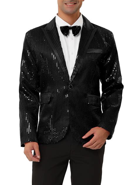 MODA NOVA Big Tall Men S Shiny Sequins Suit Jacket Prom One Button