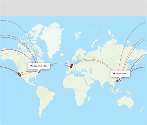 All Flight Routes From New York To Taipei JFK To TPE Flight Routes