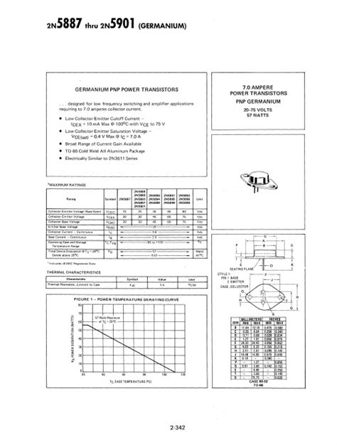 2N5890 Datasheet GERMANIUM PNP POWER TRANSISTORS