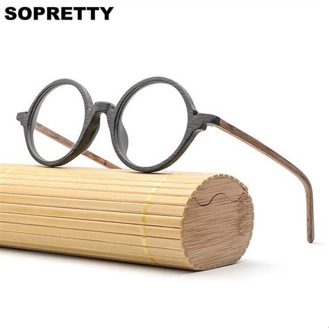 Retro Round Wooden Eye Glasses Frames For Men Women Reading Eyewear Frame Optical Eyeglasses ...