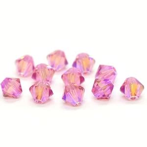 Rose Shimmer 2x Swarovski Crystal Bicone 5328 3mm Pink Rainbow