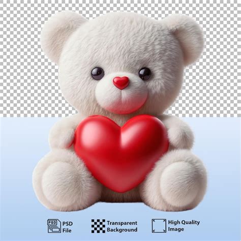 Premium Psd Psd Sute Fluffy White Teddy Bear With A Big Red Heart