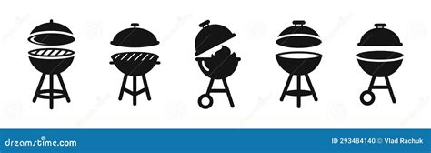 Bbq Grill Icon Set Barbecue Grill Icons Stock Vector Illustration Of