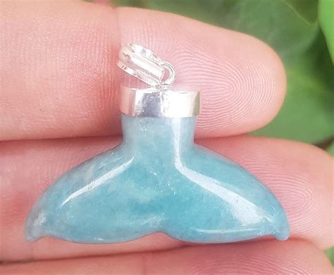 Uniq One Blue Larimar Whale Tail Gemstone Sterling Silver Pendant