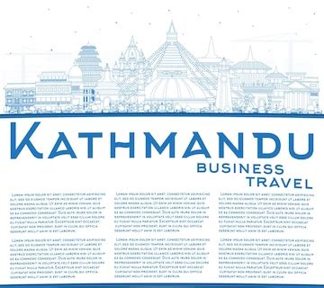 Premium Vector | Outline Kathmandu Nepal City Skyline with Blue ...