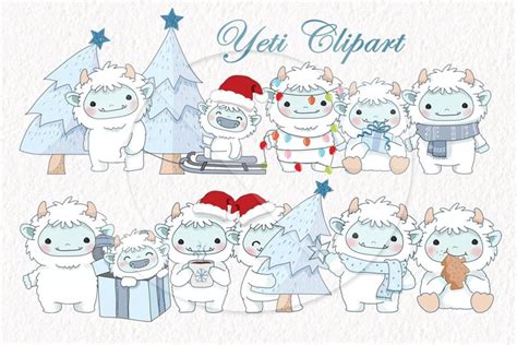 yeti Clipart , Christmas clipart PNG files