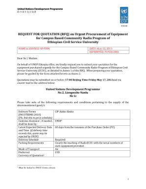 Fillable Online Procurement Notices Undp Request For Quotation Rfq On