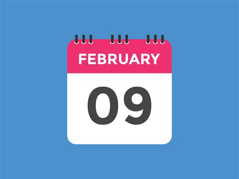 february 9 calendar reminder. 9th february daily calendar icon template. Calendar 9th february ...