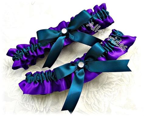 Regency Purple And Teal Wedding Bridal Garter Set Bridal Etsy