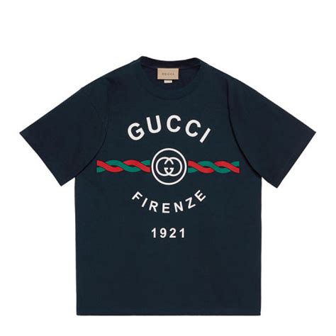 【gucci古驰 男士短袖t恤】gucci古驰 针织棉“gucci Firenze 1921”t恤男士短袖t恤616036xjd7t【正品