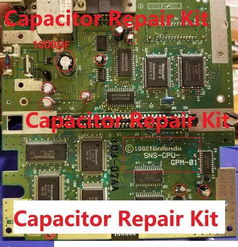 Super Nintendo Capacitors Repair Kit Sns Cpu Gpm And Sns Cpu Gpm