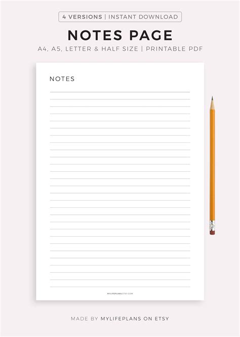 Printable Note Paper