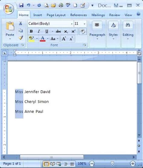 How To Select Text Vertically In Word 2007