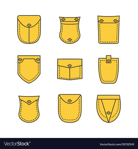 Set patch pockets Royalty Free Vector Image - VectorStock