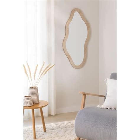 Sklum Miroir Mural En Mdf Fido Natural Cm Cdiscount Maison