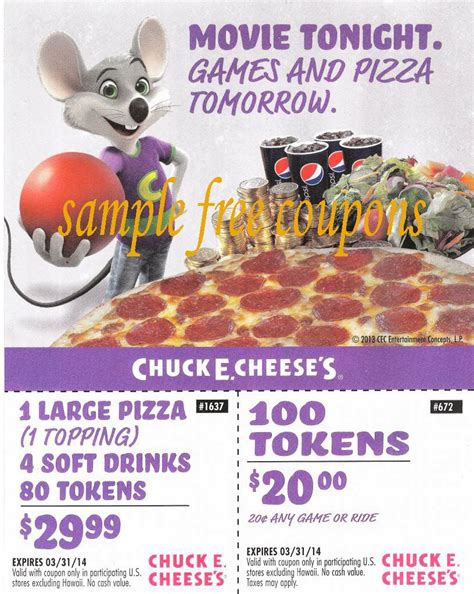 Chuck E Cheese Coupons January 2014