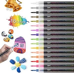 DIGIELE Acrylic Permanent Paint Pens 16 Colours Waterproof Painting