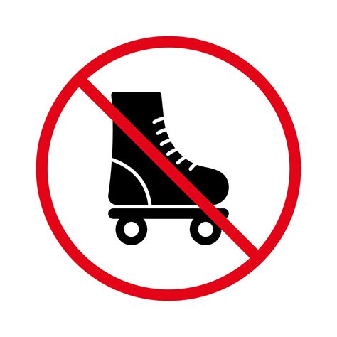 No Allowed Skating Sign Prohibited Roll Zone Forbidden Roller Skate Pictogram Ban Rollerskate