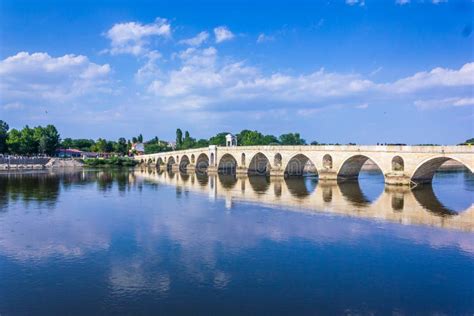 The Meric Bridge on Meric River in Edirne City Turkey Stock Image ...