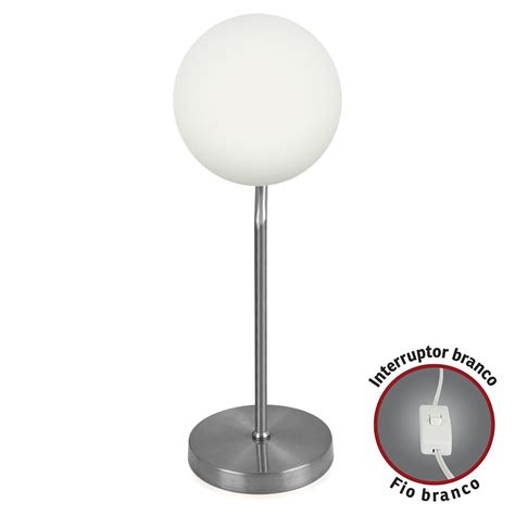 Abajur Luminária De Mesa Aro Jabuticaba Globo Orby Prata MadeiraMadeira