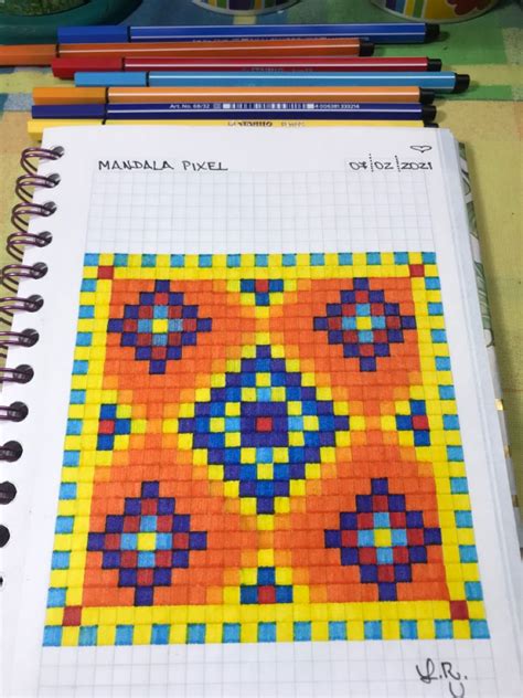 Mandala Pixel Dibujos En Cuadricula Libretas De Dibujo Cuadricula