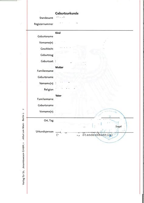 Geburtsurkunde Deutschland De Es Muster Bersetzungen Von Urkunden