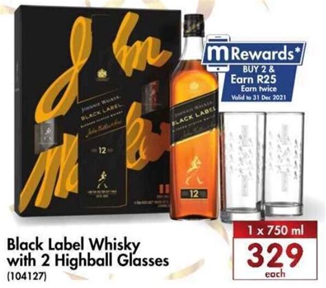 Black Label Whiskey With Highball Glasses 750ml Offer At Makros Liquor