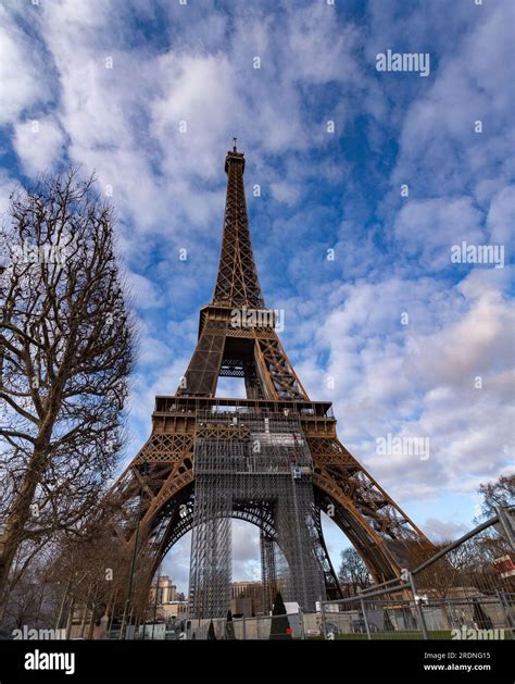 Paris France Jan 20 2022 The Iconic Eiffel Tower Wrought Iron