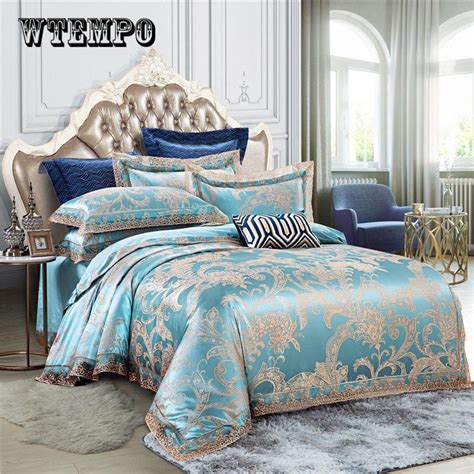 Buy Wedding Luxury Bedding Sets Jacquard Queen King Size Bedclothes Bed