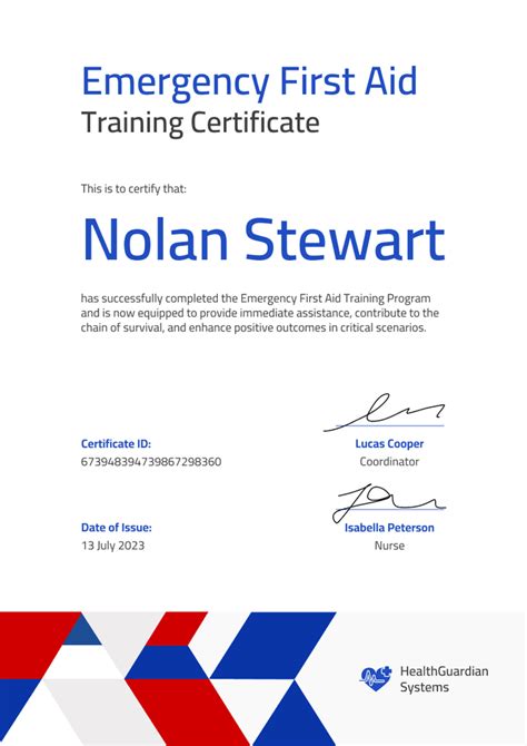 Flexible And Professional First Aid And Cpr Certificate Template