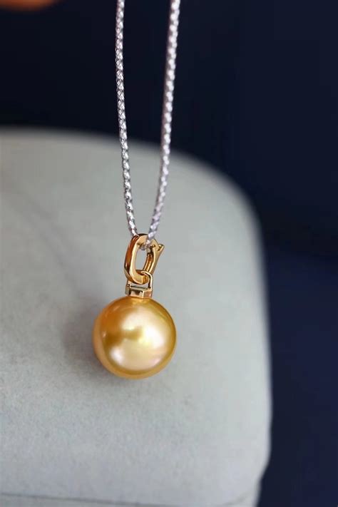 18K Gold Pearl Pendant Necklace,10-11mm South-sea Pearl Pendant ...