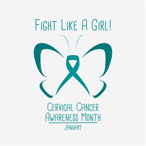 Cervical Cancer Awareness Month Vector Cervical Cancer Teal Awareness