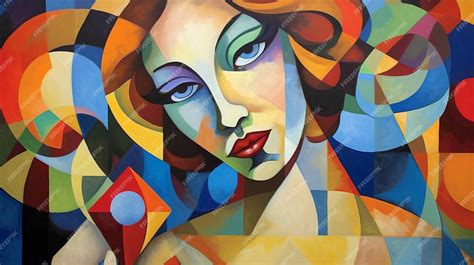 Premium AI Image | Colorful Cubist Painting Of A Woman With ...