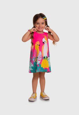 Vestido Infantil Kyly Cacatua Rosa Compre Agora Dafiti Brasil