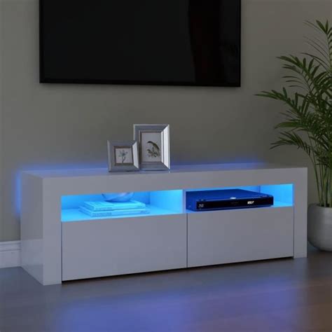 Meuble Tv Jill Banc Tv Avec Lumi Res Led Contemporain Blanc