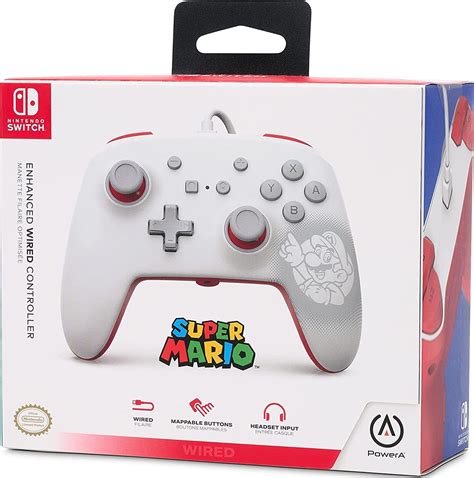 Powera Enhanced Wired Controller For Nintendo Switch Mario White