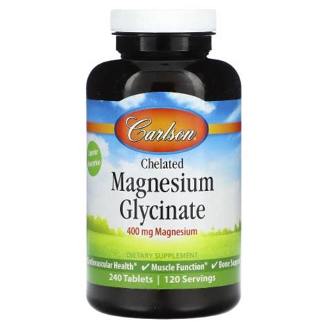 Carlson Chelated Magnesium Glycinate 400 Mg 240 Tablets 200 Mg Per Tablet 240 Count Kroger