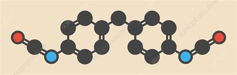 Methylene diphenyl diisocyanate molecule - Stock Image - F012/6148 ...