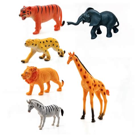 Animais Da Selva De Brinquedo - Kit 6 Animais de Brinquedo Borracha Safari da Selva Infantil Diversão ...