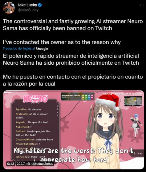 Neuro Sama La Ia Que Era Vtuber En Twitch Ha Sido Baneada Por Sus