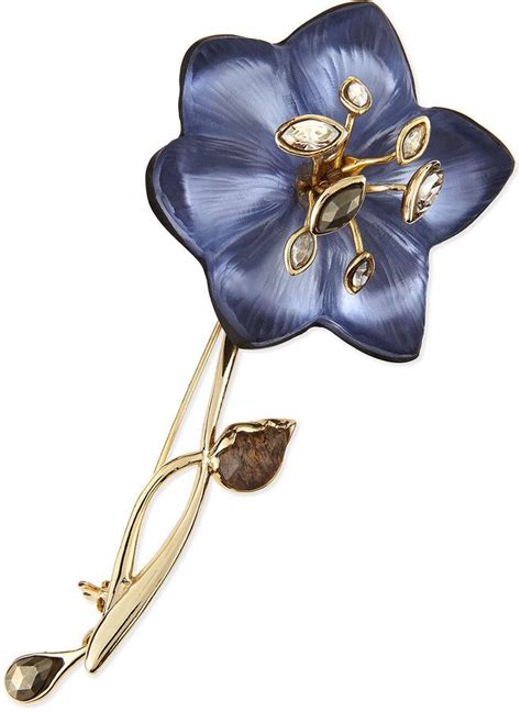 Alexis Bittar Lucite Crystal Lace Flower Brooch Blue On Shopstyle