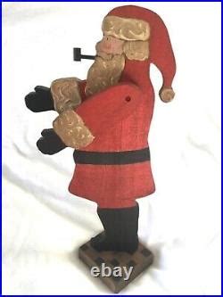 Nancy Thomas Hand Carved Painted Wood Folk Art Santa Claus