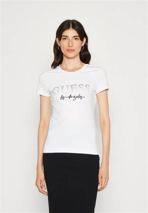 Guess Print T Shirt Pure Whitewhite Uk