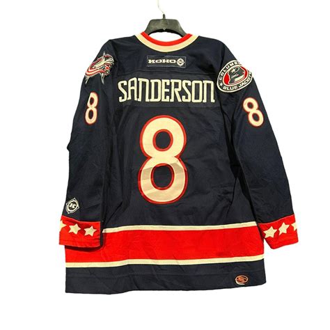 Vintage Blue Jackets Geoff Sanderson Hockey Jersey Depop