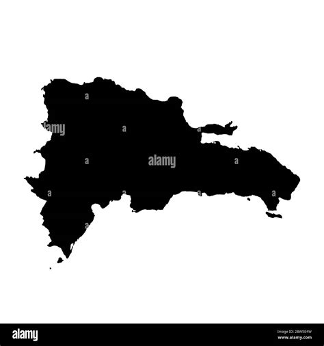 Mapa Vectorial República Dominicana Ilustración Vectorial Aislada Negro Sobre Fondo Blanco