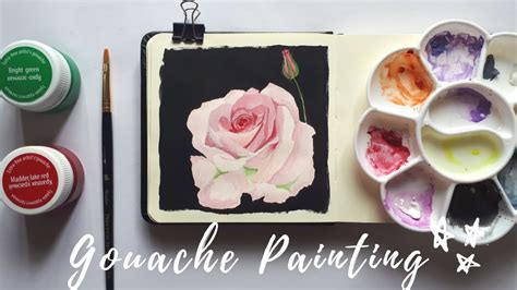 Pink Rose Gouache Painting Day 42100 Youtube