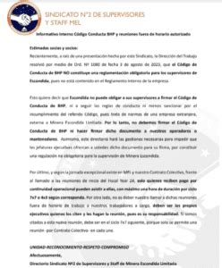 Comunicado Informativo Codigo Conducta Bhp Y Reuniones Fuera De Horario