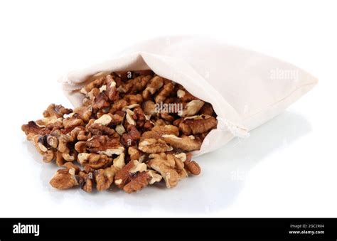 Nuts In Sack Isolated On White Stock Photo Alamy